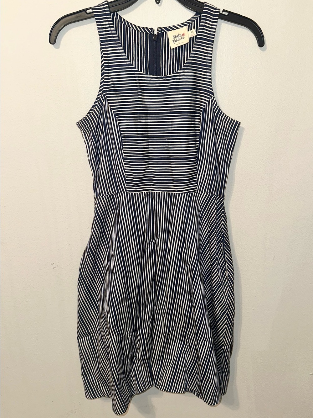 Mata Traders Navy and White Striped Dress
